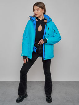 Горнолыжная куртка женская зимняя синего цвета 05S - Mtforce фото 8