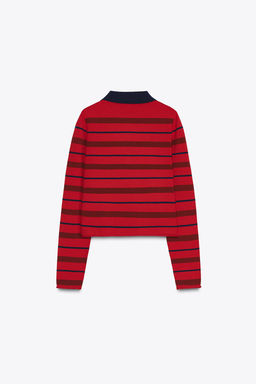 STRIPED KNIT POLO SWEATER - Zara фото 2