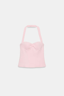 TOP HALTER ESCOTE REDONDO LUNARES / Rosa claro - Zara фото 7