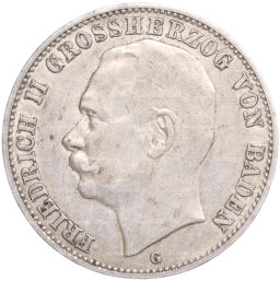 Монета 3 марки 1908 года G Германия (Баден)