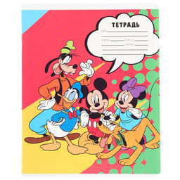 Цена за 20 шт. Тетрадь в клетку 24 листа, 5 видов МИКС, обложка мелованная бумага, «Минни Маус»