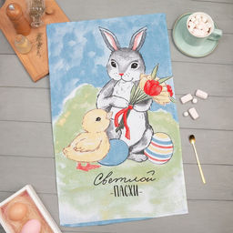 Полотенце Доляна Светлой Пасхи 35х60 см, 100% хл, рогожка 164 г/м2