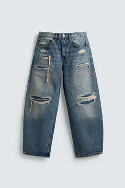 RIPPED BALLOON FIT JEANS - Zara фото 8
