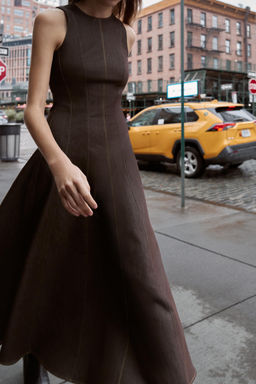 CONTRAST TOPSTITCHING MIDI DRESS - Zara фото 2