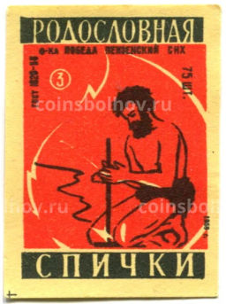 Этикетка спичечная Родословная спички №3 фабрика Победа