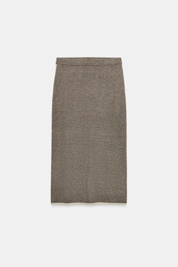 CONTRAST PIPING KNIT MIDI SKIRT