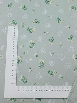 Плательный хлопок Веточки ромашки цв.бл.голубой мох, ш.1.45м, хлопок-100%, 105гр/м.кв - Купава фото 4
