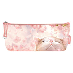 Пенал школьный Феникс+, арт.68409/ 30 ЦВЕТОЧНЫЙ КОТ (без наполнения, 21х3,5х8 см, микрофибра на ПВХ-