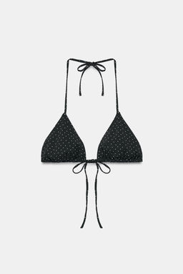 TOP BIKINI CORTINILLA ESTAMPADO TOPOS / Negro - Zara фото 10