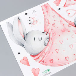 Наклейка пластик интерьерная цветная "Зайка спит в пеленке" 35х60 см