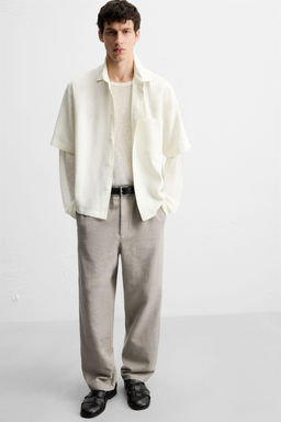 TEXTURED REGULAR FIT TROUSERS - Zara фото 6