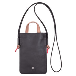 Итальянская женская кожаная сумочка для телефона DuDu серии Faro | черно-розовый