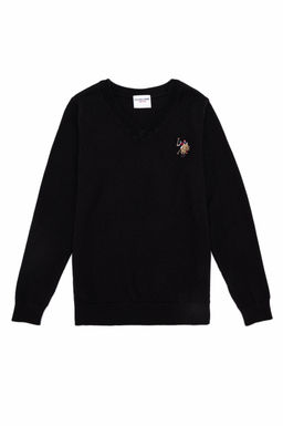 Черный трикотажный свитер с круглым вырезом для мальчика - U.s. polo assn фото 4