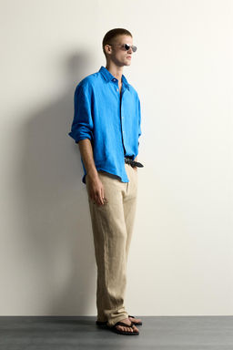CAMISA RELAXED FIT 100% LINO / Azul el?ctrico - Zara фото 4