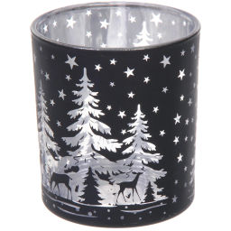 Подсвечник "Снежный лес" 7*7,8 см, Черный