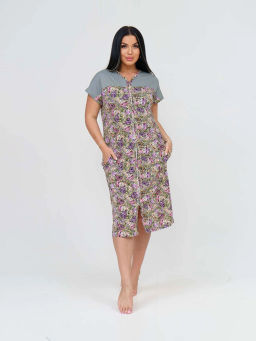 Халат женский, цвет зеленый розовый фиолетовый оранжевый