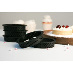 Формы для выпечки тарта Доляна, перфорированные, внутренний d=8.3 см, набор 6 шт., чёрный