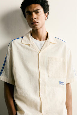 CAMISA BANDAS BORDADO CONTRASTE / Blanco roto - Zara фото 7