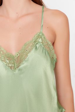 Trendyolmilla Siyah Dantelli Ip Ask?l? Saten Sortlu Dokuma Pijama Tak?m? THMSS22PT0269  фото 21