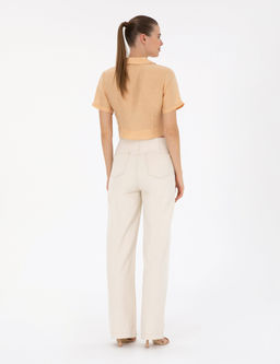 Krem Flare H_gh Waist Pantolon