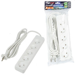 S-CU5-3 WHITE Удлинитель серии Ultra, шнур 3м., 5 гнезд, 10A, б/з. Белый. TM Uniel