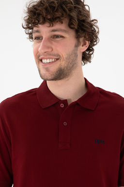 Erkek Regular Fit Polo Yaka Bordo Basic Ti__rt