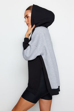 TRENDYOLMILLA Lacivert Renk Bloklu Genis Kal?p Ici Polarl? Orme Spor Sweatshirt TWOSS22SW0074  фото 10