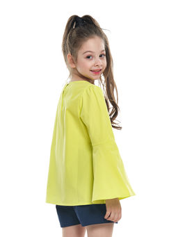 Блузка с жемчугом на праздник UD 4531 неон-желтый - Mini maxi фото 2