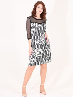 Авангардное дизайнерское платье с рукавами из сетки - Almond фото 2