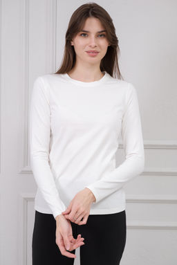 Лонгслив женский из кулирки с лайкрой молоко - Амадэль фото 9