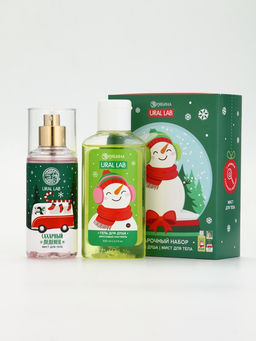 Подарочный набор новогодний Снеговичок, гель для душа 100 мл и мист для тела, URAL LAB