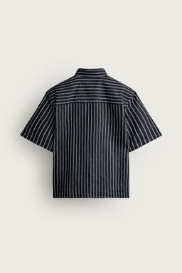 CAMISA DENIM ALGOD?N - LINO RAYAS / ?ndigo - Zara фото 8