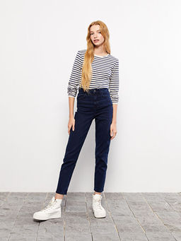 Kad?n Mom Fit D?z Jean Pantolon