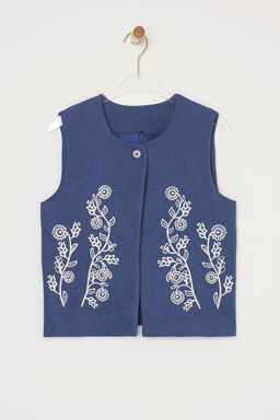 Indigo Keten Gorunumlu Nak?sl? Yelek TWOSS25YE00111