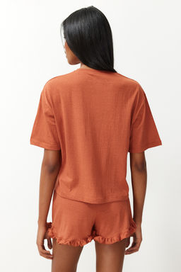 Trendyolmilla Pembe F?rf?rl? Bask?l? Sortlu Orme Pijama Tak?m? THMSS22PT0422  фото 34