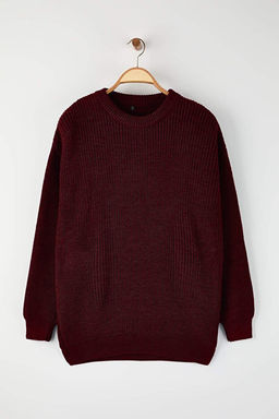 Bordo Oversize Bisiklet Yaka D_z Kazak TMNAW23KZ00189