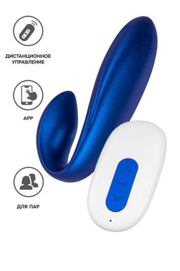 Вибратор для пар LEroina APP LANGOU с управлением от приложения и пульта, силикон, синий, 16,5 см