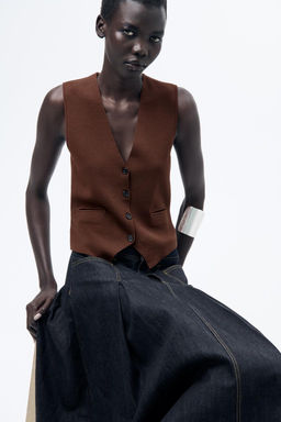 KNIT WAISTCOAT TOP WITH BACK TAB - Zara фото 12