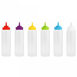 Бутылка для масла и соуса пластмассовая 700мл, д6,8см h25,5см, цветная пластмассовая крышка без колпачка в ассортименте: белый, желтый, салатовый, красный, сиреневый, бирюзовый (Китай) - Домашняя мода фото 7