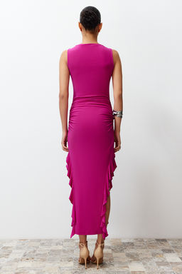 Fusya Bodycone S?f?r Kol Y?rtmacl? F?rf?r Detayl? Esnek Kal?n Sandy Maxi Kalem Elbise TWOSS24EL00688