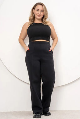 Стильные утепленные брюки палаццо Футер 3-х нитка начес - Solo mio фото 53