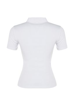 Lacivert Fermuar Detayl? Fitted/Vucuda Oturan Polo Yaka Fitilli Esnek Orme Bluz TWOSS23BZ00496 - Trendyolmilla фото 24