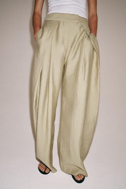 PANTAL?N WIDE LEG PLIEGUES ZW COLLECTION / Verde Oliva - Zara фото 2