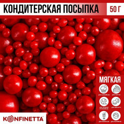 Цена за 2 шт. Кондитерская посыпка для торта, мягкая, красная, 50 г.