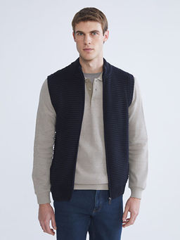 Standart Kal?p Dik Yaka Erkek Triko Yelek