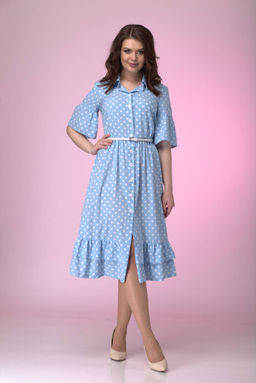 Платье ANELLI 713 голубой/горох