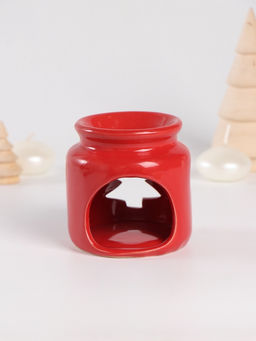 Набор: аромалампа для эфирных масел, мелтсы из воска ароматические Ёлочка, красная, 7.5?7.5?8 см