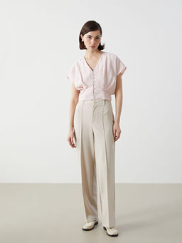 V Yaka Crop Kad?n Bluz