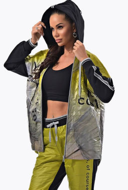 Толстовка из футера комбинированного с принтованной плащевой тканью - А+б коллекция фото 54