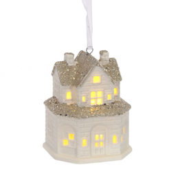 Украшение новогоднее "Домик" с подсветкой (LR44x2), L7 W5 H10 см, 3в.